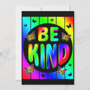 BE KIND COLORFUL RAINBOW BUTTERFLIES INVITATION