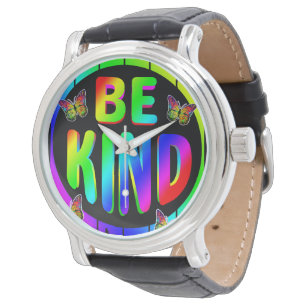 BE KIND COLORFUL RAINBOW BUTTERFLIES WATCH