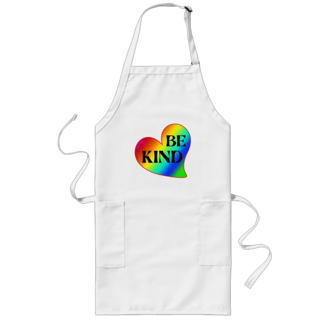 Be Kind Colourful Heart Rainbow  Long Apron (Front)