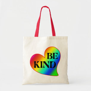 Be Kind Colourful Heart Rainbow Tote Bag