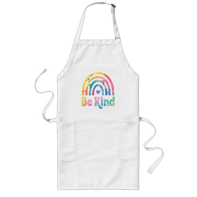 Be Kind Colourful Rainbow – Inspirational Positive Long Apron (Front)