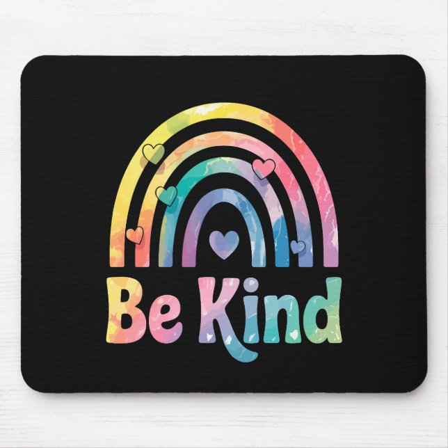 Be Kind Colourful Rainbow – Inspirational Positive Mouse Pad (Front)