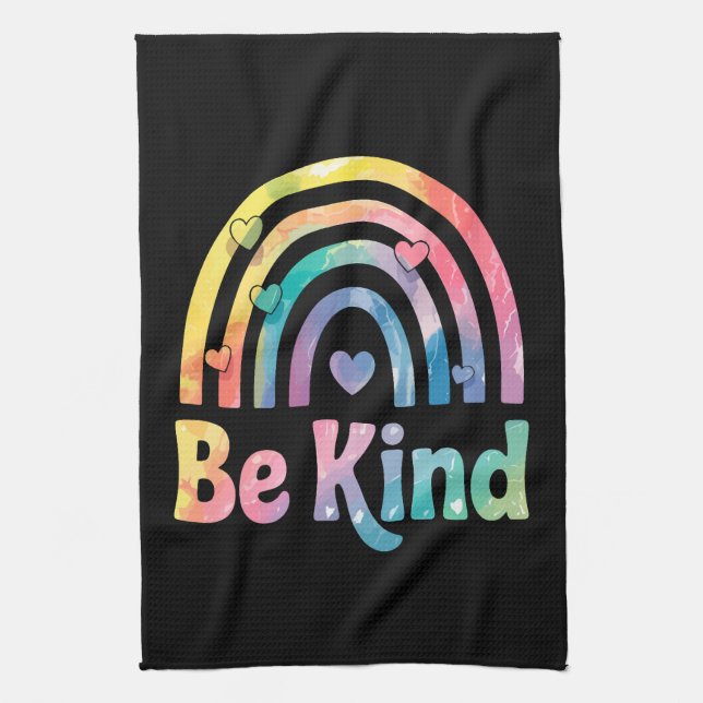 Be Kind Colourful Rainbow – Inspirational Positive Tea Towel (Vertical)