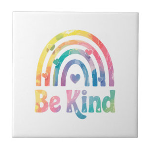 Be Kind Colourful Rainbow – Inspirational Positive Tile
