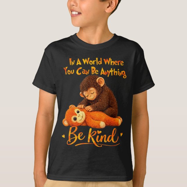 Be Kind Cute Baby Monkey Punch Team T-Shirt (Front)