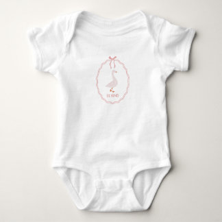 Be Kind Cute Goose with Pink Ribbon Frame Baby Bodysuit