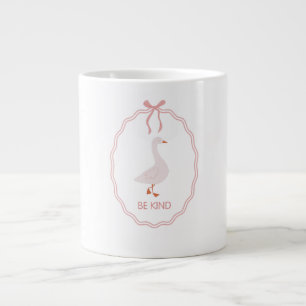 Be Kind Cute Goose with Pink Ribbon Frame Large Coffee Mug
