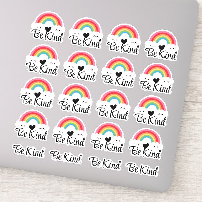 Be Kind Cute Rainbow Heart Sticker Pack (Detail)
