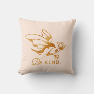 "Be Kind" Cute Sparrow & Typography Art Cushion