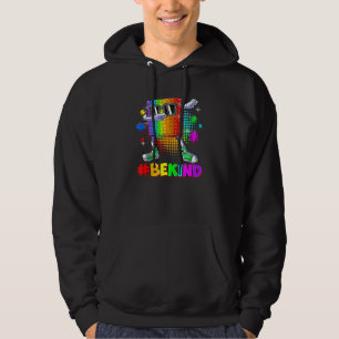 Be Kind Dabbing Pop It Puzzle Piece Autism Awarene Hoodie