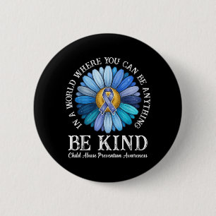 Be Kind Daisy Flower Blue Child Abuse Prevention 6 Cm Round Badge