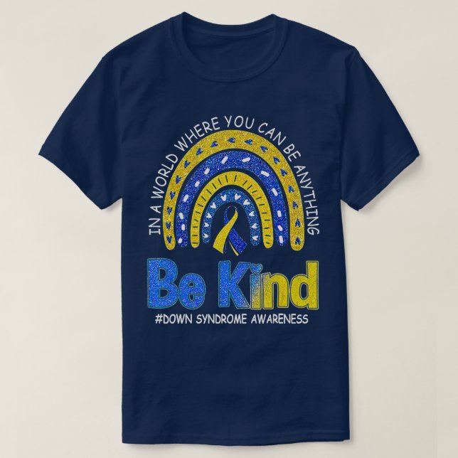 Be Kind Down Syndrome Awareness Rainbow Family Kid T-Shirt (Design Front)