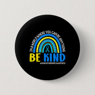 Be Kind Down Syndrome Awareness Ribbon Rainbow Gif 6 Cm Round Badge