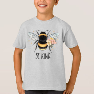 Be Kind Floral Cute Bee Inspirational Design T-Shirt