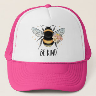 Be Kind Floral Cute Bee Inspirational Design Trucker Hat