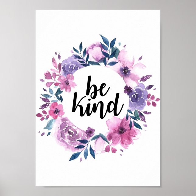 Be kind floral wreath poster (Front)