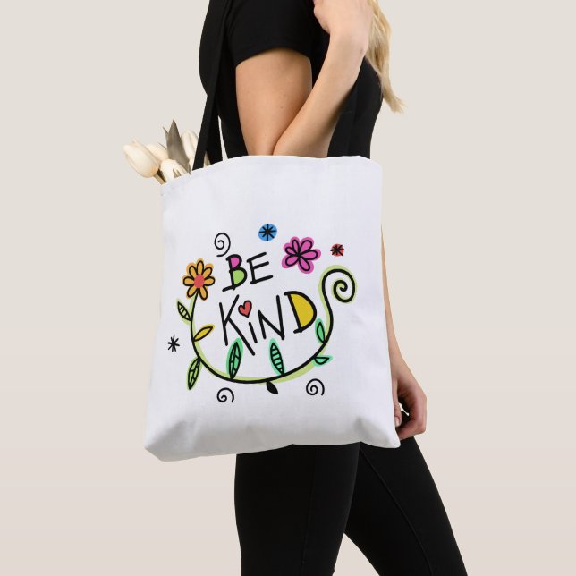 Be Kind Funny Modern Typography Minimalist Tote Bag (Close Up)