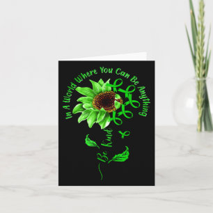 Be Kind Green Ribbon Sunflower Mental Health Aware Card