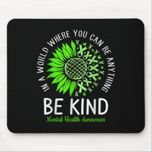 Be Kind Green Ribbon Sunflower Mental Health Aware Mouse Pad