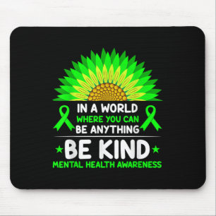 Be Kind Green Ribbon Sunflower Mental Health Aware Mouse Pad
