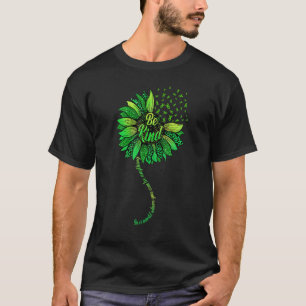 Be Kind Green Ribbon Sunflower Mental Health Aware T-Shirt