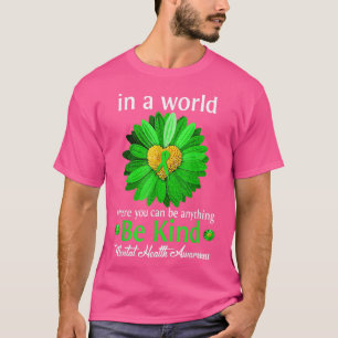 Be Kind Green Ribbon Sunflower Mental Health Aware T-Shirt