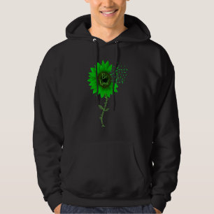 Be Kind Green Sunflower Ribbon Mental Health Aware Hoodie