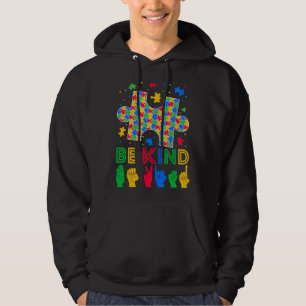 Be Kind Hand Sign Language ASL Puzzle Autism Aware Hoodie