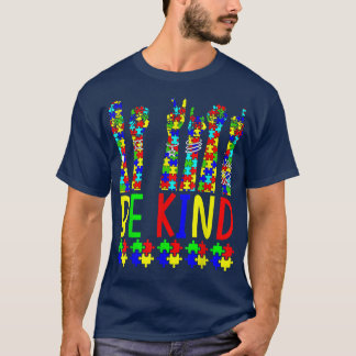 Be Kind Hand Sign Language Puzzle Autism Awareness T-Shirt