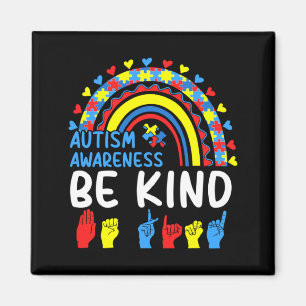 Be Kind Hand Sign Rainbow Autism Awareness Month F Magnet