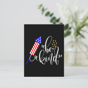 Be Kind Happy 4Th Of July Independence Day USA Postcard