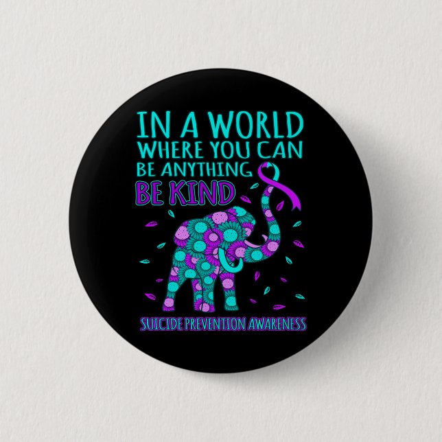 Be Kind Happy Prevention Awareness Support Graphic 6 Cm Round Badge (Front)