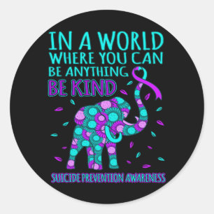 Be Kind Happy Prevention Awareness Support Graphic Classic Round Sticker