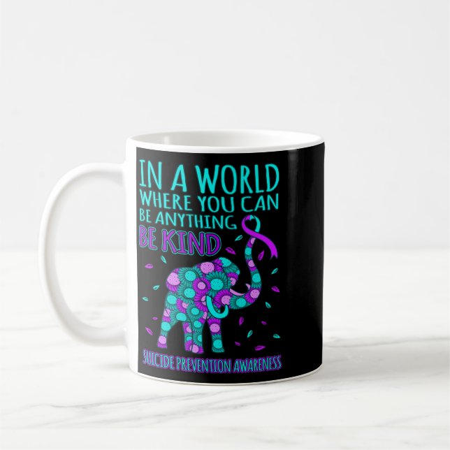 Be Kind Happy Prevention Awareness Support Graphic Coffee Mug (Left)