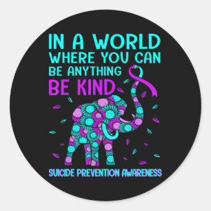 Be Kind Happy Suicide Prevention Awareness Support Classic Round Sticker