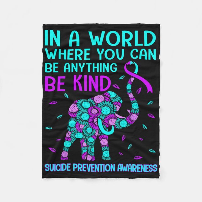 Be Kind Happy Suicide Prevention Awareness Support Fleece Blanket (Front)
