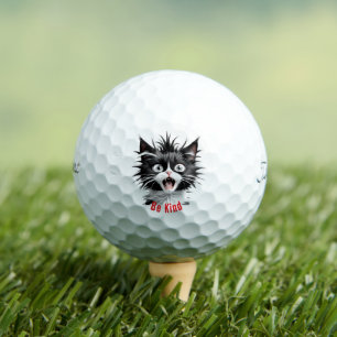 Be Kind, Hilarious Cat Face Drawing Graphic Golf Balls