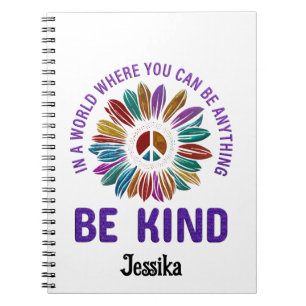 Be Kind Hippie Boho Custom Personalised Notebook