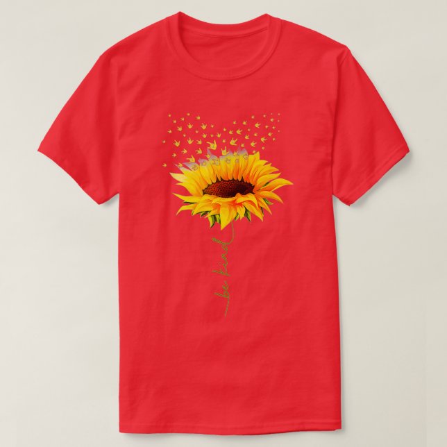 Be Kind Hippie Sunflower I Love You Deaf ASL Sign  T-Shirt (Design Front)
