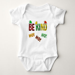 BE KIND HO HO HO FUNNY CHRISTMAS PLAID QUOTE BABY BODYSUIT