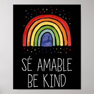 Be Kind In Spanish Se Amable - Encouraging And Ins Poster