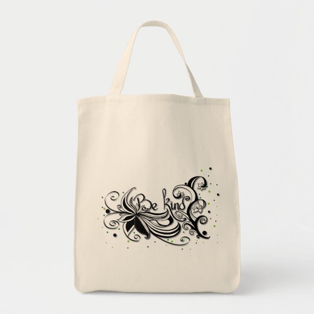 BE KIND! Inspirational calligraphy quote Tote Bag (Front)