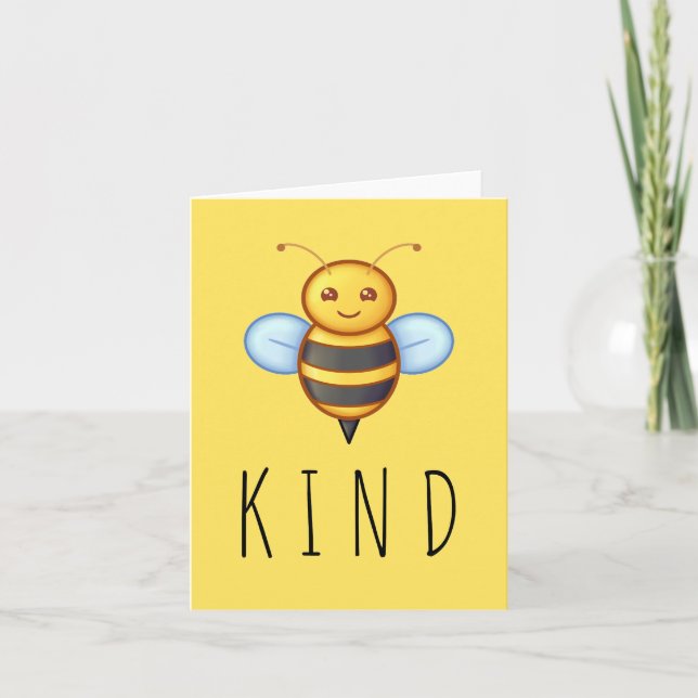 Be Kind Inspirational Message Cute Smiling Bee  Card (Front)