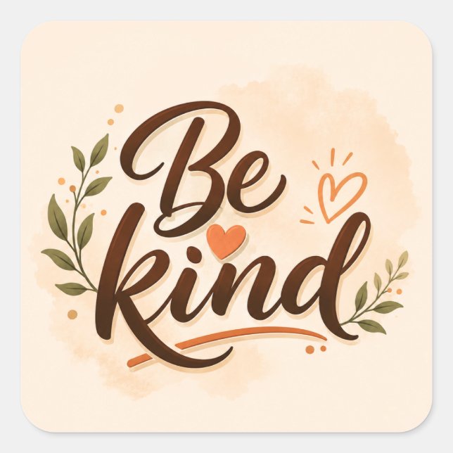 Be Kind Inspirational Typography Square Sticker (Front)