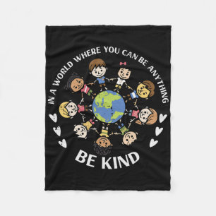 Be Kind Kids Earth Anti Bullying Unity Day Orange  Fleece Blanket