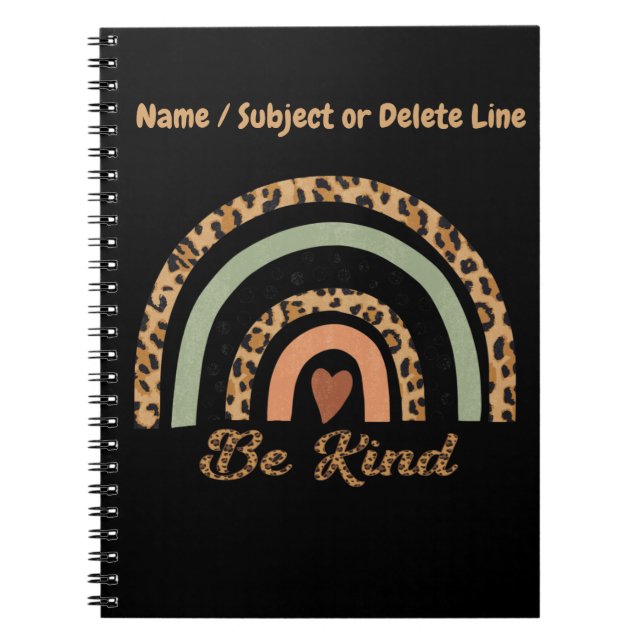 Be Kind Leopard Print Rainbow Notebook (Front)