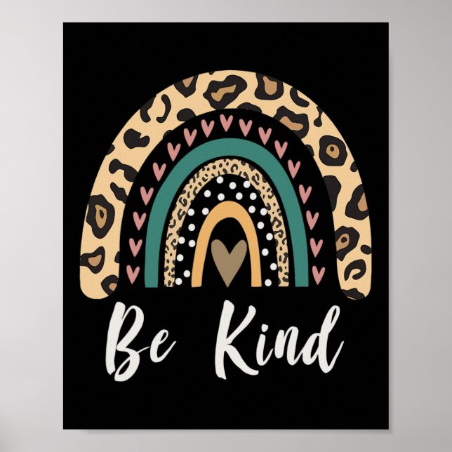 Be Kind Leopard Rainbow Kindness Inspirational Gir Poster (Front)