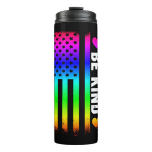 Be Kind Lgbt Lgbtq Gay Pride Rainbow American Flag Thermal Tumbler