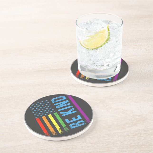 Be Kind Lgbt Lgbtq Gay Pride Rainbow Coaster (Side)