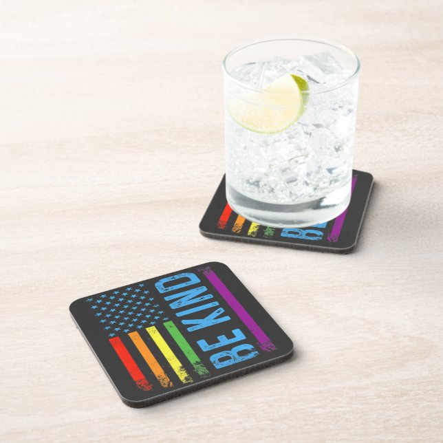 Be Kind Lgbt Lgbtq Gay Pride Rainbow Coaster (Right Side)